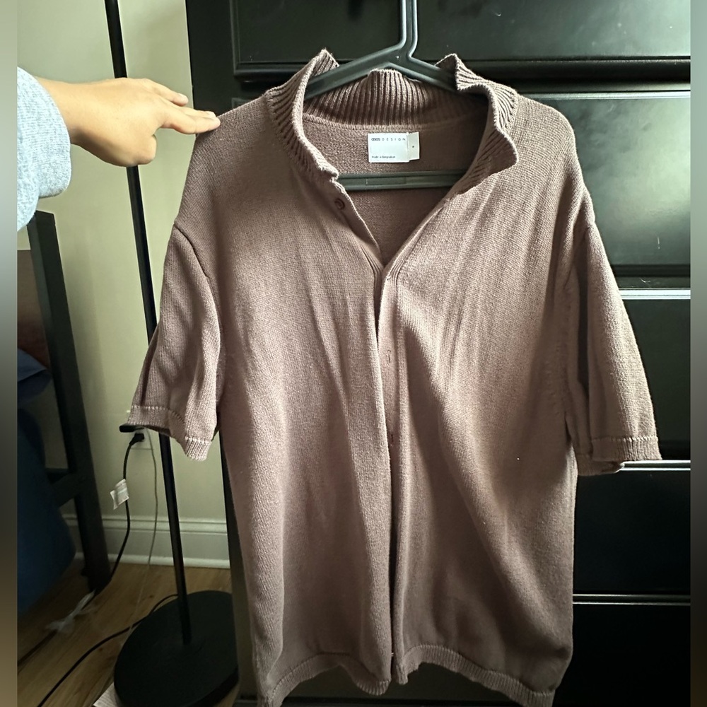 Brown short sleeve cardigan